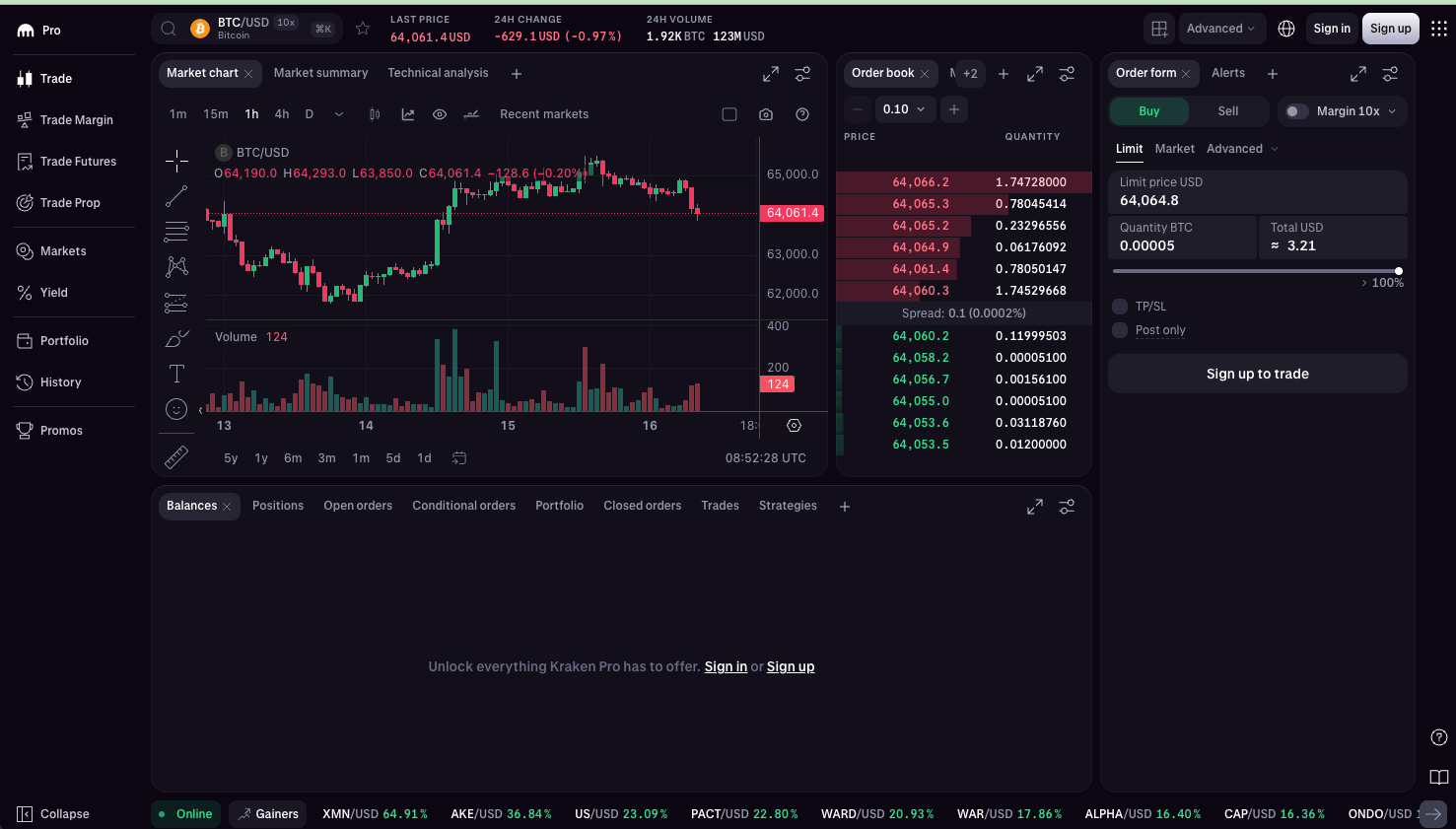 Kraken exchange trading interface — the security-first architecture a Kraken clone script targets
