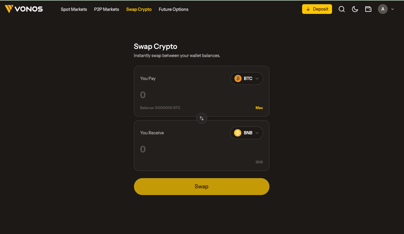 Vonex Instant swap screenshot